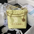 Chanel 22 Mini Handbag AS3980 Shiny Calfskin & Gold-Tone Metal Yellow