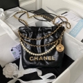 Chanel AS3980 22 Mini Handbag Shiny Crumpled Calfskin & Gold-Tone Metal Black