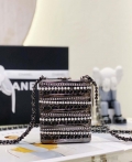 Chanel 22K Evening Bag With Pearls Black and Silver