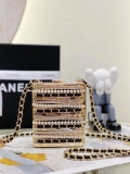 Chanel 22K Evening Bag With Pearls Black and Gold