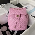 Chanel AS4059 Large Backpack Grained Shiny Calfskin & Gold-Tone Metal Rose Red