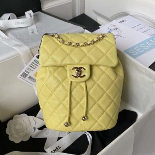 Chanel AS4058 Backpack Grained Shiny Calfskin & Gold-Tone Metal Yellow