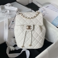 Chanel AS4058 Backpack Grained Shiny Calfskin & Gold-Tone Metal White