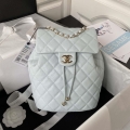 Chanel AS4059 Large Backpack Grained Shiny Calfskin & Gold-Tone Metal Light Blue