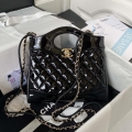 Chanel AS4133 mini Bi-color Chain patent leather Bag Black