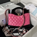 Chanel AS4133 mini Bi-color Chain patent leather Bag Rose Red