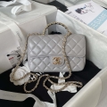 Chanel AS4140 Camellia Embossed With top Handle Bag Gray