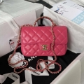 Chanel AS4140 Camellia Embossed With top Handle Bag Rose red