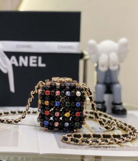 Chanel AS3769 MINI EVENING Bag Imitation Pearls Black & Multicolor