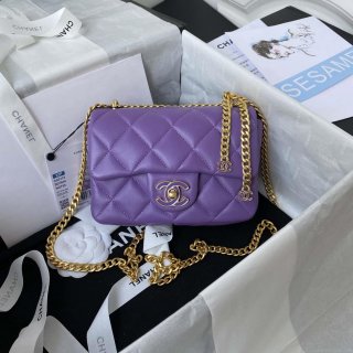 Chanel AS3113 Mini Flap Bag Lambskin Purple