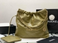 Chanel 22 Handbag Shiny Calfskin Gold AS3261 Lemon Yellow