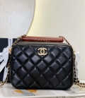 Chanel AS4198 MINI BOWLING BAG Lambskin & Wenge Wood Black