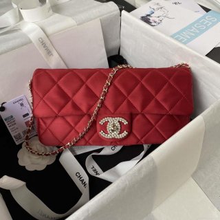 Chanel AS3791 Flap Bag Velvet and Lambskin Red