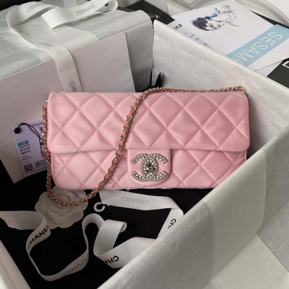 Chanel AS3791 Flap Bag Velvet and Lambskin Pink