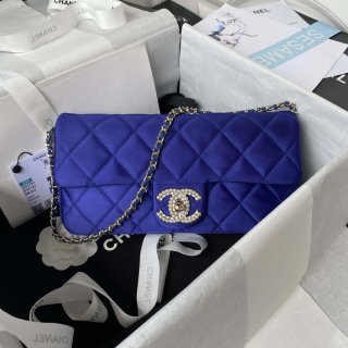 Chanel AS3791 Flap Bag Velvet and Lambskin Blue