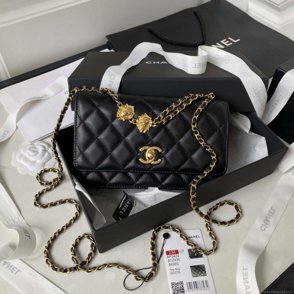 Chanel AP3424 Woc Mini Flap Bag Lambskin Black