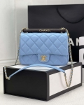 Chanel AS4151 Small Flap Bag With Top Handle Lambskin & Wenge Wood Blue