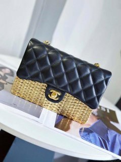 Chanel AS3712 Large EVENING BAG Lambskin & Gold Metal Black & Gold