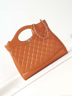 Chanel AS1010 31 Larage Shopping Bag Shiny Lambskin Light Orange