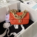 Chanel AS4165 Mini Flap Bag Lambskin Wenge Wood & Gold-Tone Metal Orange