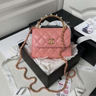 Chanel AP3513 Woc Clutch With Chain lambskin Imitation Pearls Enamel & Gold Pink