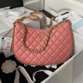 Chanel AS4368 Large HOBO Bag Shiny Crumpled Lambskin & Gold-Tone Metal Pink