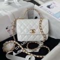 Chanel AS4307 Flap bag with Handle Lambskin white