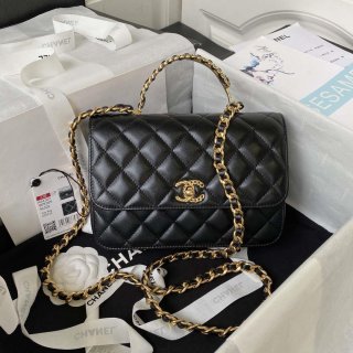 Chanel AS4307 Flap bag with Handle Lambskin Black