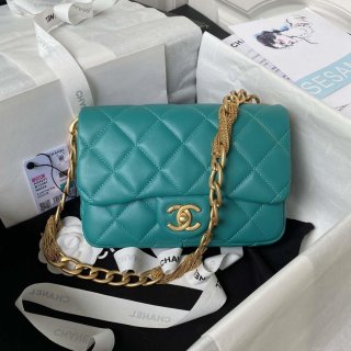 Chanel AS4231 Small Flap Bag Lambskin Green