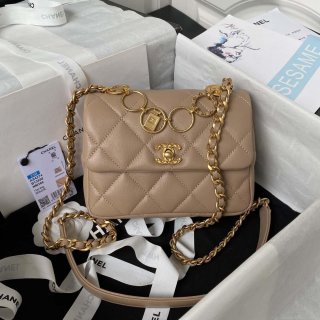 Chanel AS4274 Mini Flap Crossbody Bag Lambskin Apricot