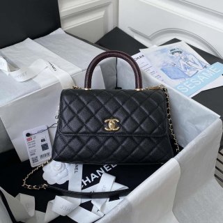 Chanel A92990 Medium Flap Bag With Top Handle Bag Black