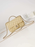 Chanel AS4141 Camellia Embossed Flap With top Handle Bag Beige