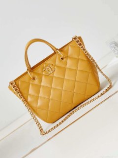 Chanel AS4188 Small Hobo Bag Shiny lambskin Gold Metal Yellow