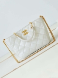 Chanel AS4188 Small Hobo Bag Shiny lambskin Gold Metal White