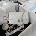 Chanel 23K AS2431 Mini flap Lambskin bag with top handle Whtie