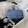 Chanel 23K AS2431 Mini flap Lambskin bag with top handle Blue