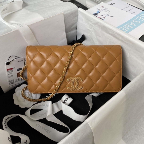 Chanel AP3363 Flap Baguette Bag Lambskin Brown