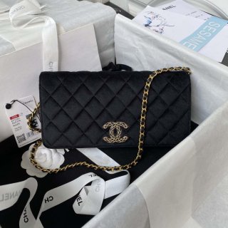 Chanel AP3363 Flap Baguette Bag Velvet Black