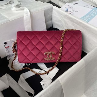 Chanel AP3363 Flap Baguette Bag Velvet Wine Red