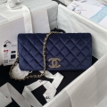 Chanel AP3363 Flap Baguette Bag Velvet Navy Blue