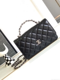 Chanel AP3645 Woc Wallet on Chain Black Shiny Crumpled Calfskin Strass & Ruthenium Finish Metal