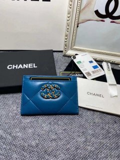 Chanel AP0960 19 CLASSIC CARD HOLDER Lambskin Blue