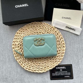 Chanel AP0945 CARD HOLDER Lambskin Blue