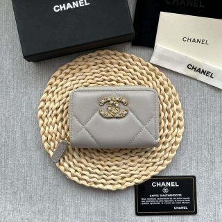 Chanel AP0945 CARD HOLDER Lambskin Gray