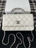 Chanel AP3566 Clutch with Chain White Shiny Crumpled Calfskin Strass & Ruthenium Finish Metal