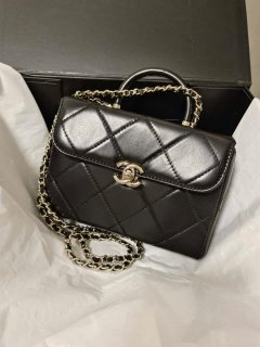 Chanel AS4469 Small BOX Bag Shiny Calfskin & Gold-Tone Metal Black