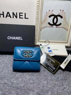 Chanel AP1064 CARD HOLDER Lambskin Sky Blue