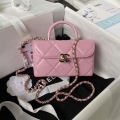 Chanel AS4469 Mini BOX Bag Shiny Calfskin & Gold-Tone Metal Pink