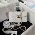 Chanel AS4469 Mini BOX Bag Shiny Calfskin & Gold-Tone Metal White