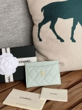 Chanel AP0213 Card Holder Calfskin Light Blue